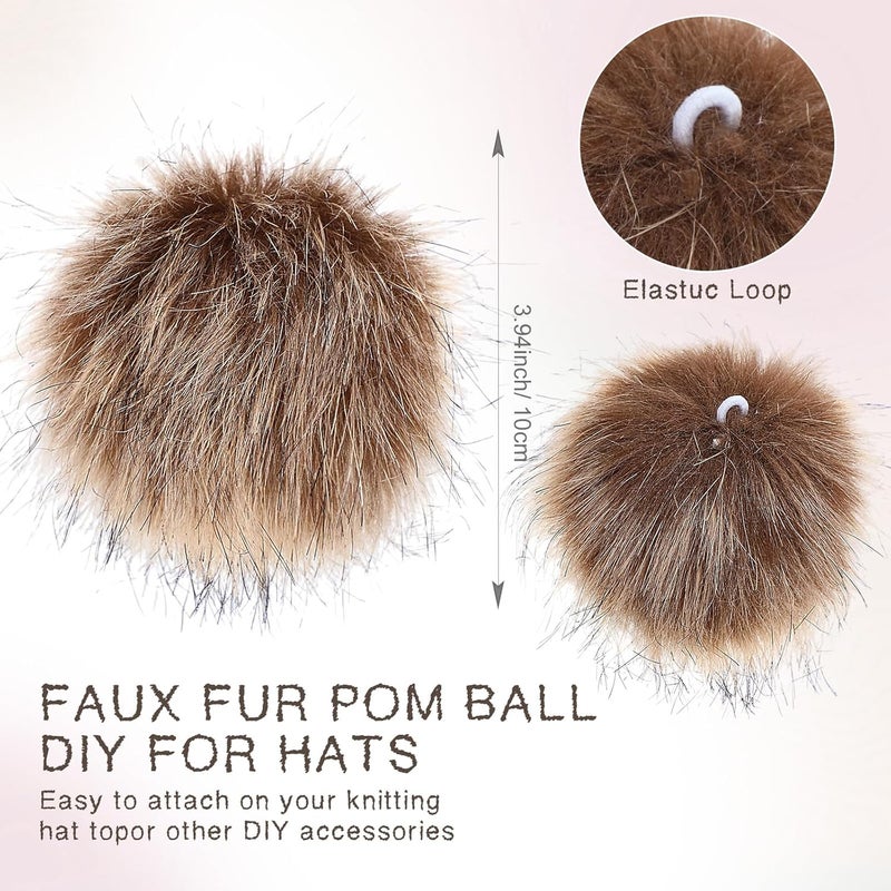 Bememo 50 Pieces Faux Fur Pom Pom Balls for Hats DIY Faux Fur Pompom with Elastic Loop for Hats Shoes Scarves Gloves Scarves Bag Key Chain Charms Accessories (Classic Color) - Image 3